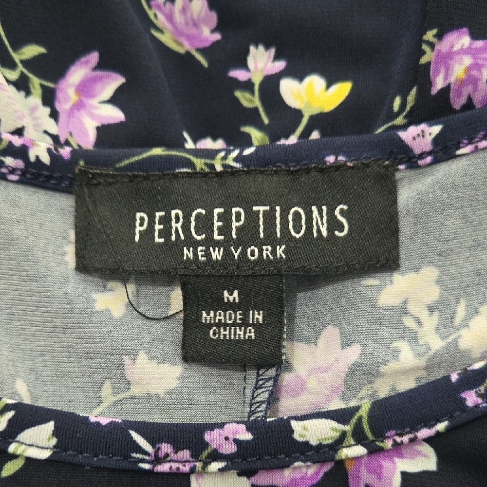 Perceptions Black Dress with Lavender and White Floral Print - Picture 3 of 8